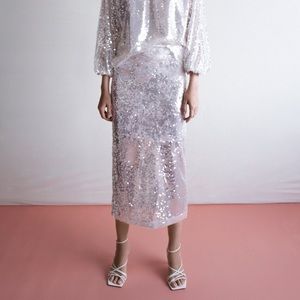 Zara Sequin Pencil Skirt